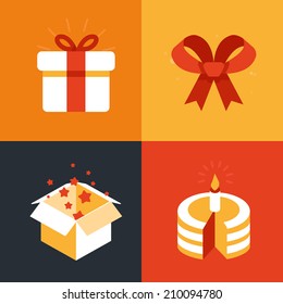 Vector Present Emblems And Signs - Gift Illustration In Flat Style