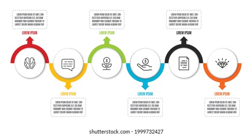 Vector presentation business concept. Infographic template 6 steps.