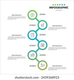 Vector presentation business concept. Infographic contiguous circles template 6 steps.