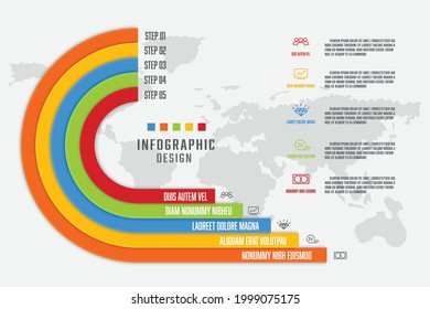 Vector presentation business infographic template with 5 step.