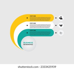 Plantilla de infografía profesional de presentación de vectores con tres pasos