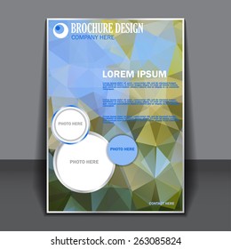 Vector presentation of business poster, magazine cover on polygonal background