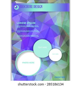 Vector presentation of business poster, magazine cover on polygonal background