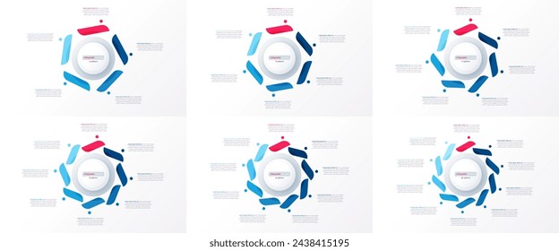 Vector presentation circle infographic design templates 5 6 7 8 9 10 options.