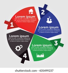 Vector presentation with circles shaped and arrows