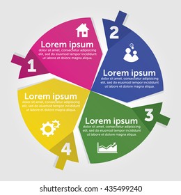 Vector presentation with circles shaped and arrows