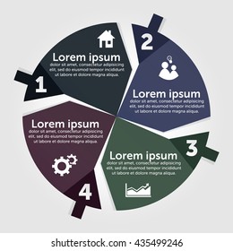 Vector presentation with circles shaped and arrows