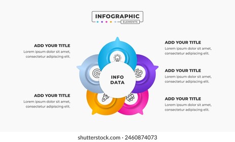 Vector presentation circular process infographic design template with 5 steps