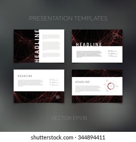Vector presentation design templates collection with abstract irregular mesh