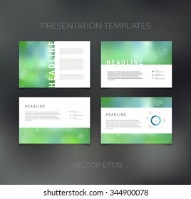 Vector presentation design templates collection with soft blurry bokeh backgrounds