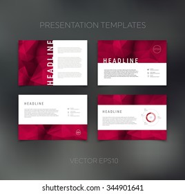Vector presentation design templates collection with geometric polygonal backgrounds