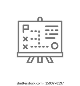Vector presentation with diagram, training line icon.