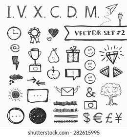 Vector presentation elements set, hand-drawn, black and white