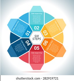Vector presentation flat design template - six steps 