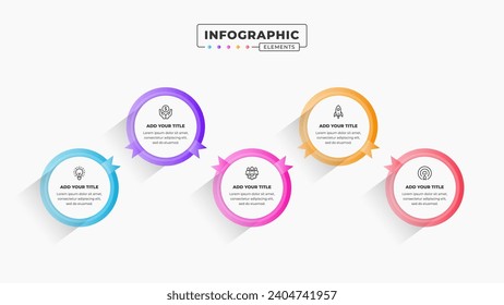 Vector presentation label infographic design template with 5 steps or options