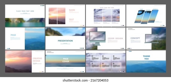 Vector presentation layout templates design, Multipurpose template for slide, Brochure report cover, flyer, leaflets decoration for printing, Blurred image for example Nature  landscape backgrounds