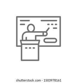 Vector presentation, meeting, conference, seminar line icon.
