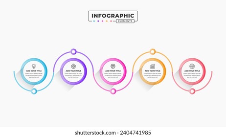 Vector presentation process infographic design template with 5 steps or options