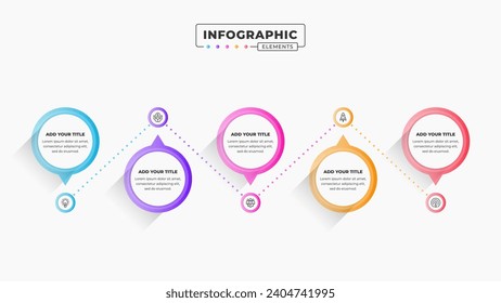 Vector presentation process infographic design template with 5 steps or options