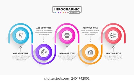 Vector presentation process infographic design template with 5 steps or options