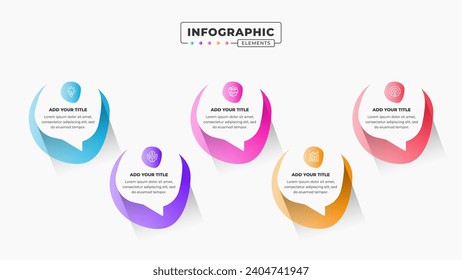 Vector presentation speech bubble infographic design template with 5 steps or options