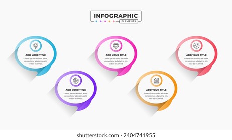 Vector presentation speech bubble infographic design template with 5 steps or options