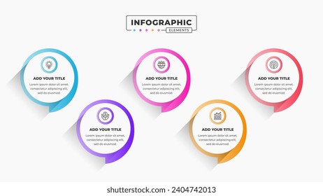 Vector presentation speech bubble infographic design template with 5 steps or options