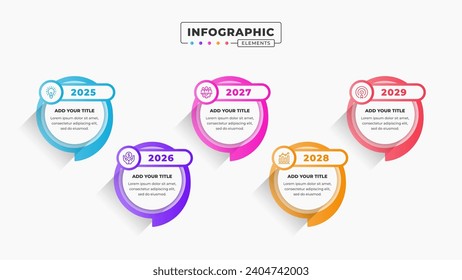 Vector presentation speech bubble timeline infographic design template with 5 steps or options