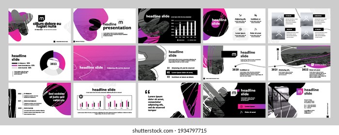 Vector Presentation Templates. Black and Purple Infographic elements for use in Presentation, Flyer and Leaflet, SEO, Marketing, Webinar Landing Page Template, Website Design, Banner.