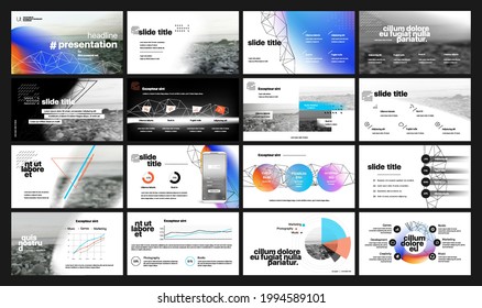 Plantillas de presentación de vectores. Elementos infográficos para uso en Presentación, Volante y Folleto, SEO, Marketing, Plantilla de Página de Aterrizaje de Webinar, Diseño de Sitio Web, Banner.