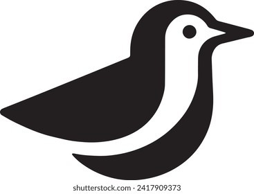  The vector presents a simplified black silhouette of a bird in profile. The design is minimalist, capturing the essence of avian grace with clean lines and curves. 