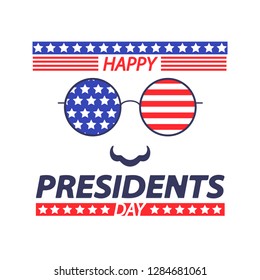 Vector Presidents Day card, USA flag, Festive poster or banner for holiday