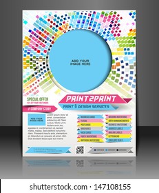 Vector Press color management flyer, magazine cover & poster template. 