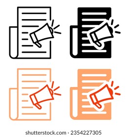 VECTOR PRESS RELEASE ICON IN STROKE AND FILL AND COLOR VERSION