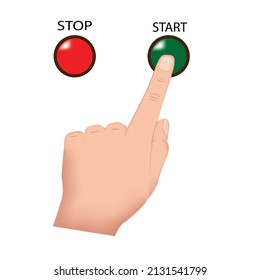 A vector of pressing the start button to start a game or app