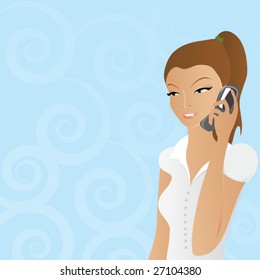 Vector pretty business woman talking over the cellphone