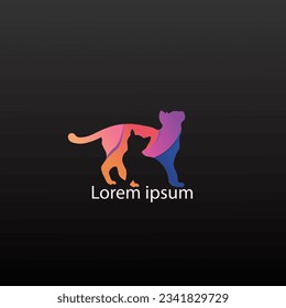 vector pretty color gradient cat logo illustration