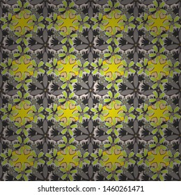 Vector pretty ditsy flower print ~ seamless background. Seamless pattern of many small cute flowers in gray, yellow and beige colors.