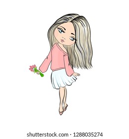 Vector pretty spring girl
