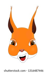 Vector pretty squirrel head forest animal icon. Stylized happy face of a squirrel.