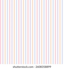 Vector pretty striped seamless pattern. Colorful vertical stripes on white background. Geometric simple repeat print in pastel colors.