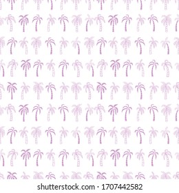 Vector pretty violet textured tropical coconut trees horizontal seamless pattern background