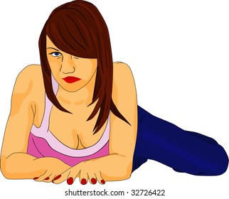 vector - pretty women lying on the ground