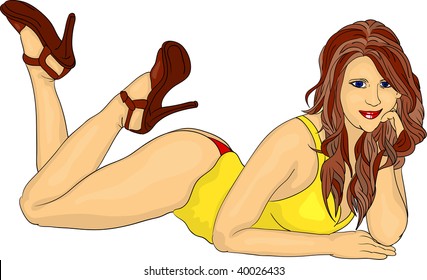 vector - pretty women lying on the ground