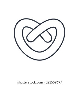 Vector pretzel outline icon. Food symbol 