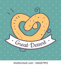 Vector pretzels, pastries in flat doodle style