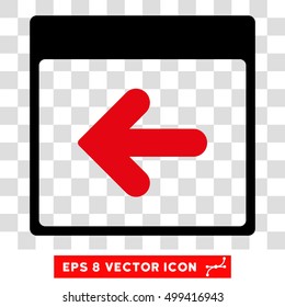 Vector Previous Calendar Day EPS vector icon. Illustration style is flat iconic bicolor intensive red and black symbol on a transparent background.