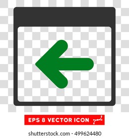 Vector Previous Calendar Day EPS vector icon. Illustration style is flat iconic bicolor green and gray symbol on a transparent background.