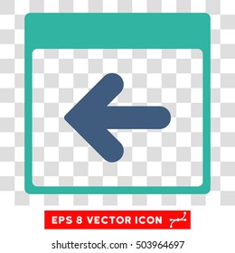 Vector Previous Calendar Day EPS vector pictogram. Illustration style is flat iconic bicolor cobalt and cyan symbol on a transparent background.