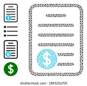 Icono de lista de precios de vectores codificar mosaico. El mosaico de la lista de precios se construye con pequeños patógenos cómodos. Abstracción construida para afiches médicos.